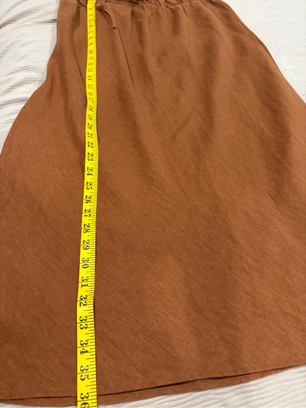 Zara Rust Brown Drawstring Maxi Skirt/ 100 % Linen/ Size Large - Picture 5 of 6